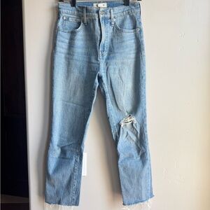 Madewell Perfect Vintage Jeans 26 Distressed High Rise Straight Leg Denim